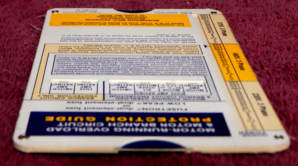 BUSS Motor Running Overload Prtection Guide 1975