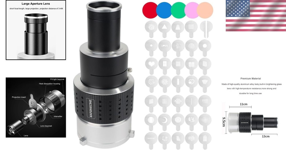 Bowens Mount Projector Snoot with 35 Gobos & Adjustable Focus Features