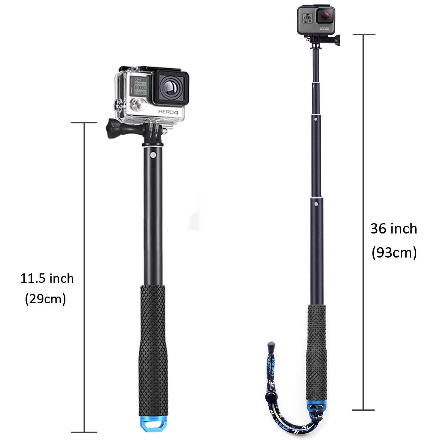 36" Selfie Stick Hand Grip Extension Pole for GoPro Hero 10 9 8 7 6 5 4 3+ 3 2 1