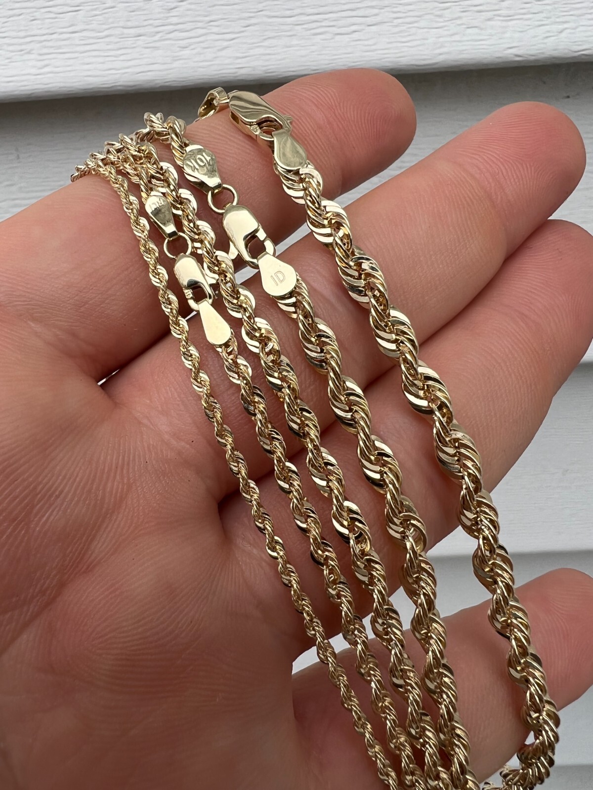 Men's Women's Real 10k Yellow Gold Hollow Rope Chain Necklace 1.5mm-4.5mm 16-30"