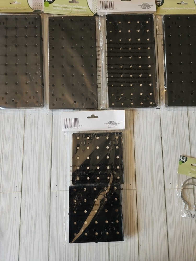 Lot 5 Creatively Organized by Jot Pegboard Black Plastic & Loop Hooks Rectangle