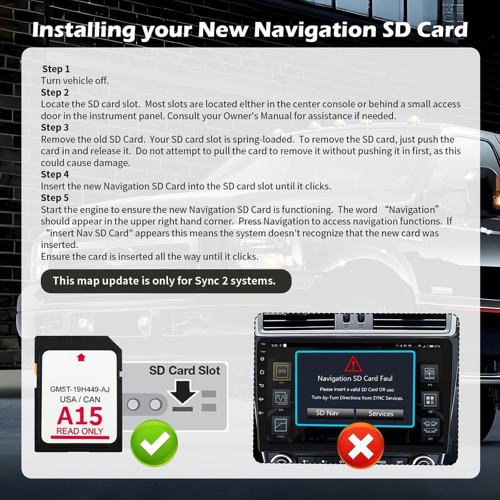 A15 Navigation SD Card for Lincoln & Ford Sync 2 - Latest Version