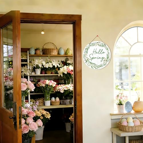 Hello Spring Door Decor, Easter Welcome Spring Sign For Green hello spring