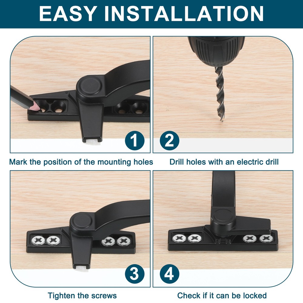 Casement Window Locking Handle Left Hand for Windows Black