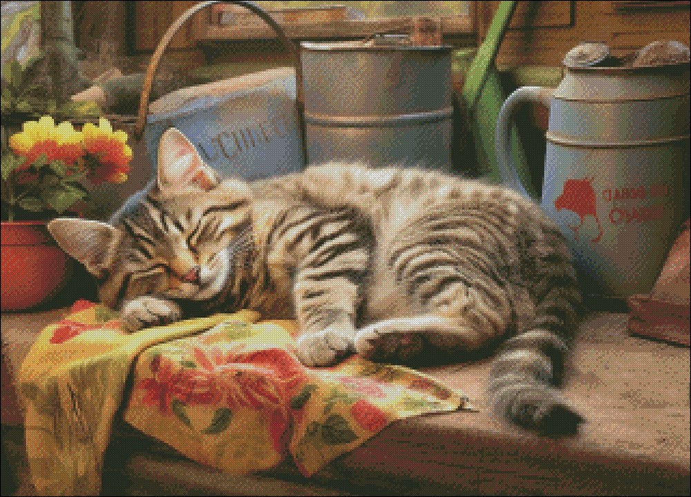 Silent Nap - Chart Counted Cross Stitch Patterns Needlework DIY DMC Color 14 ct