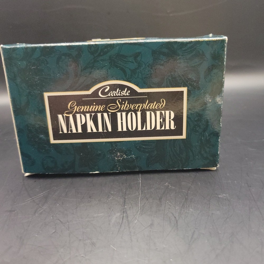 Vintage Carlisle Genuine Silver Plate Napkin holder Shell Shape 2 1/2" x 5" NIB