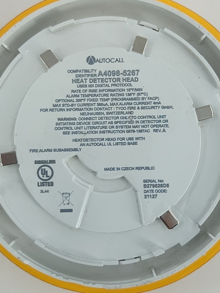 AutoCall Heat Sensor Detection ,No Base Compatible with A4098-5267 Detector Head