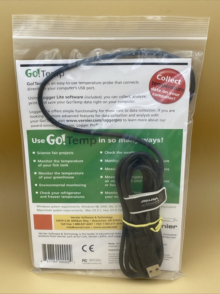 Vernier Go! Temp USB Temperature Probe Educational School Classroom Lab NEW