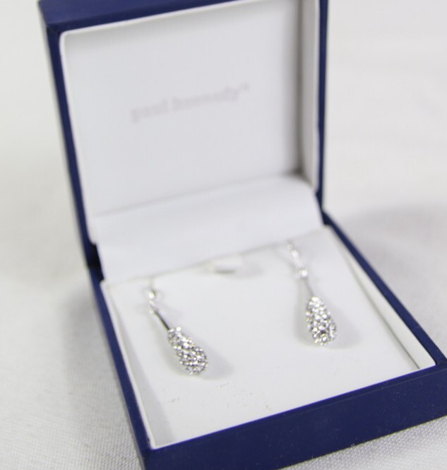 Paul Kennedy Silver Sparkle Dangle Earrings in Box