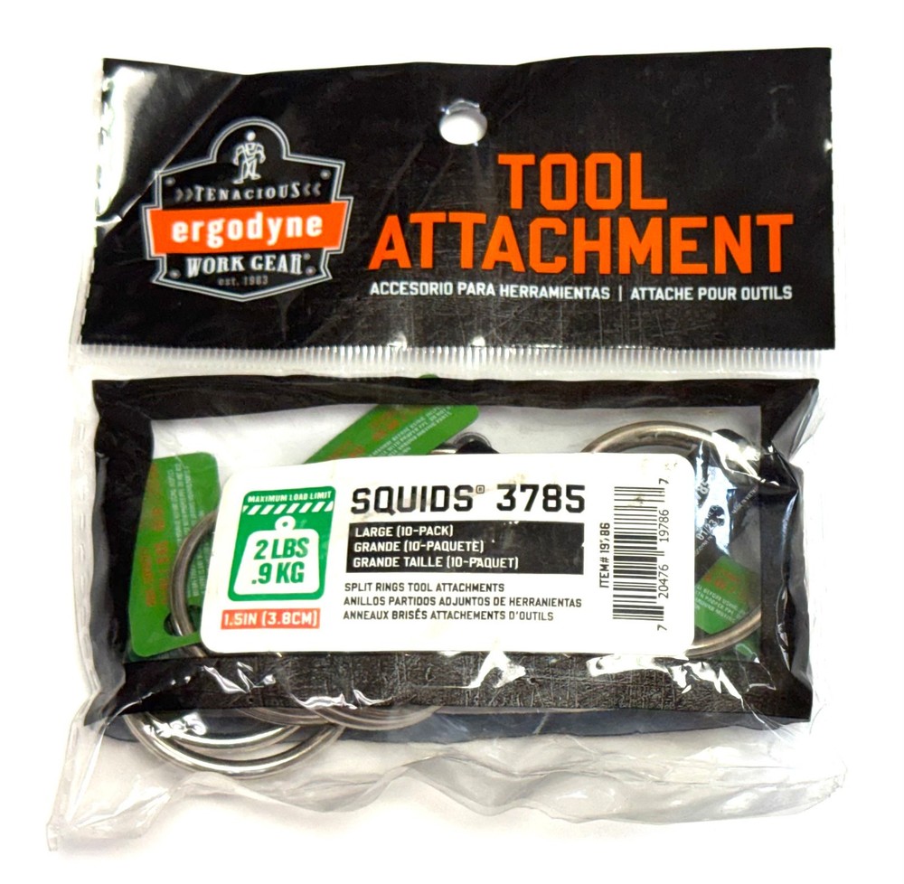 NEW Ergodyne Squids 3785 Tool Tethering Split Ring Attachment 1.5" Diameter ~ FS