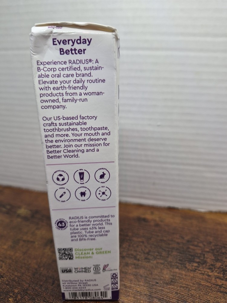 Organic Elderberry Mint Toothpaste 2.5 Oz By Radius