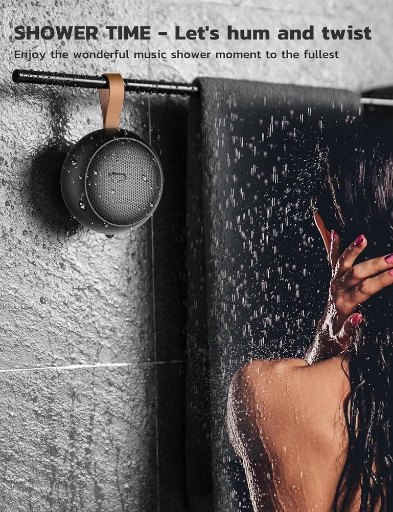 Bluetooth Speaker, IPX7 Waterproof Small Shower Speaker Wireless Bluetooth with