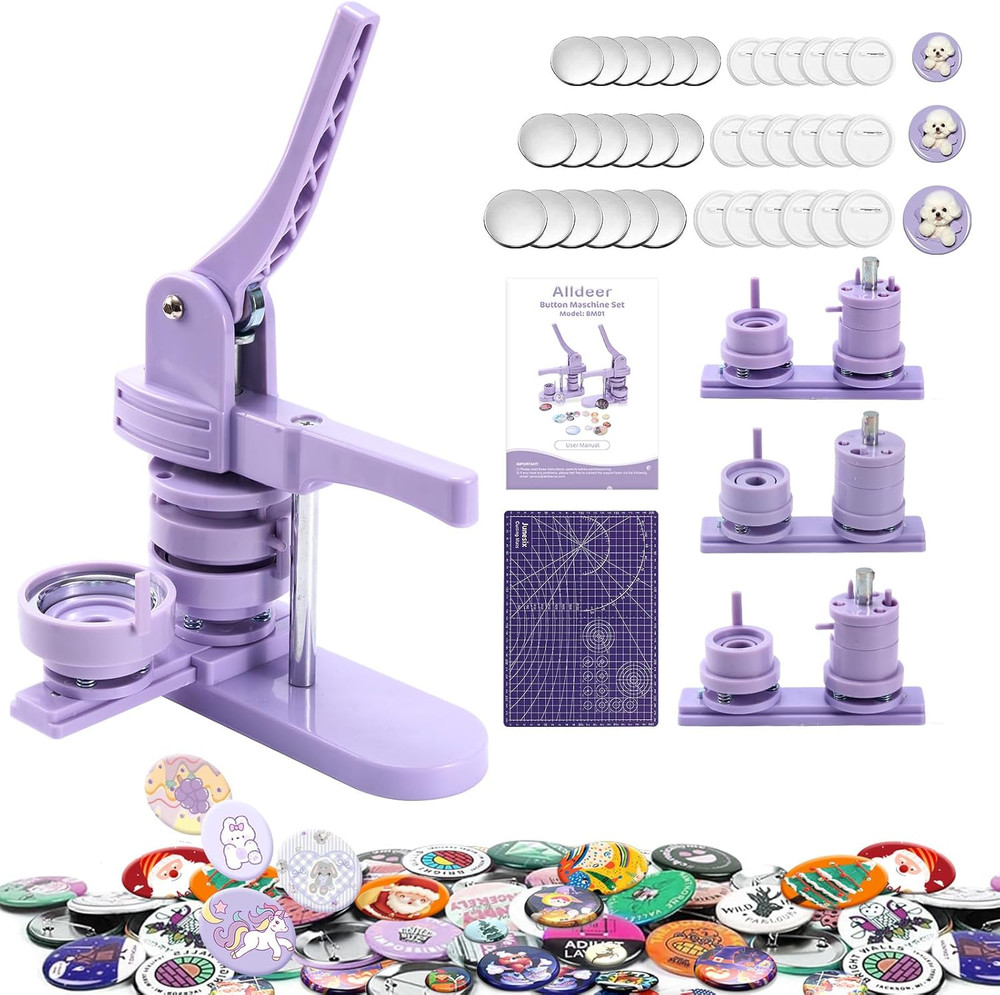 1+1.25+2.25 Inch Button Maker Machine Multiple Sizes - Pin Button Maker Kit for