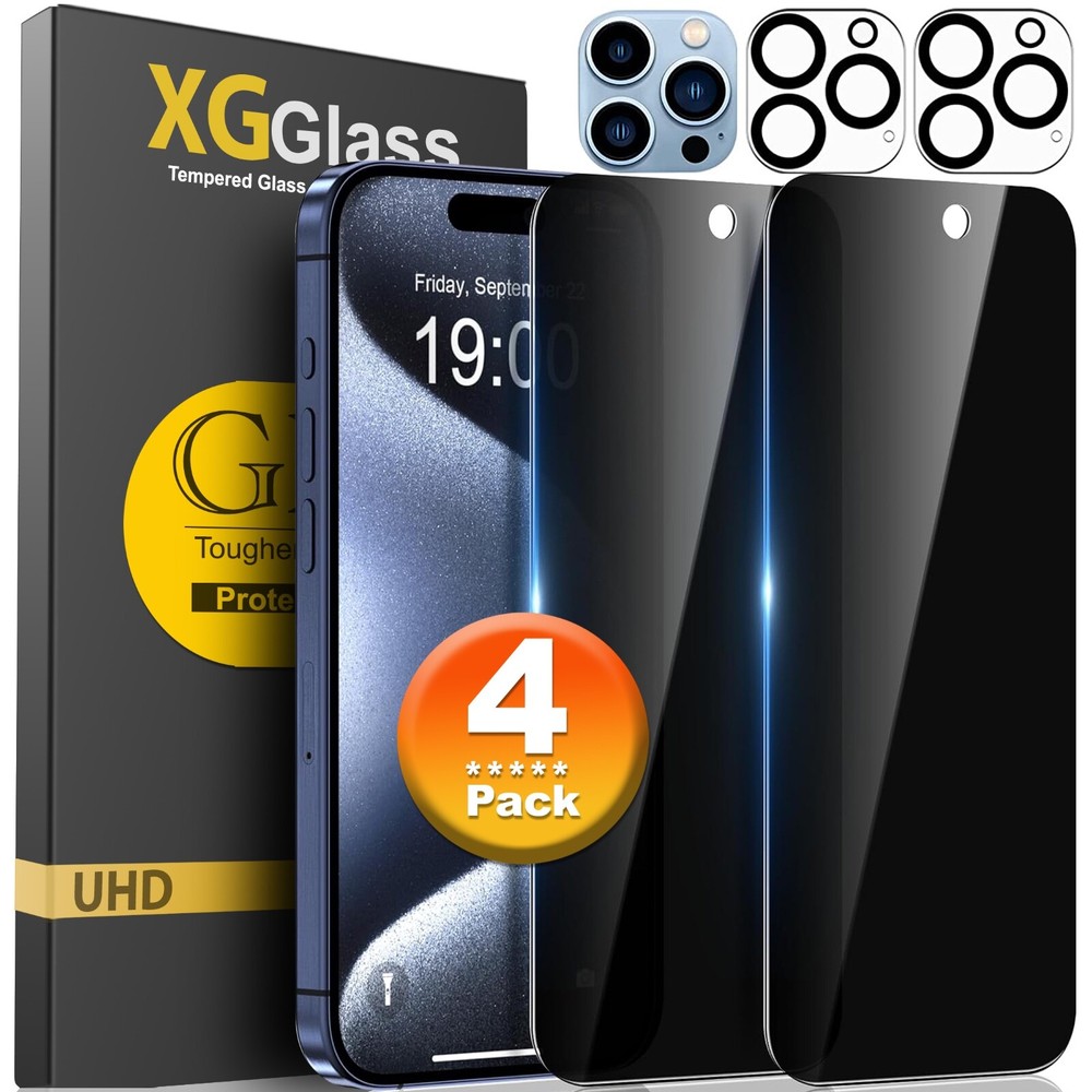 iPhone 17 17e 16e 15 14 13 12 11 Pro Max Privacy Glass Screen Camera Protector