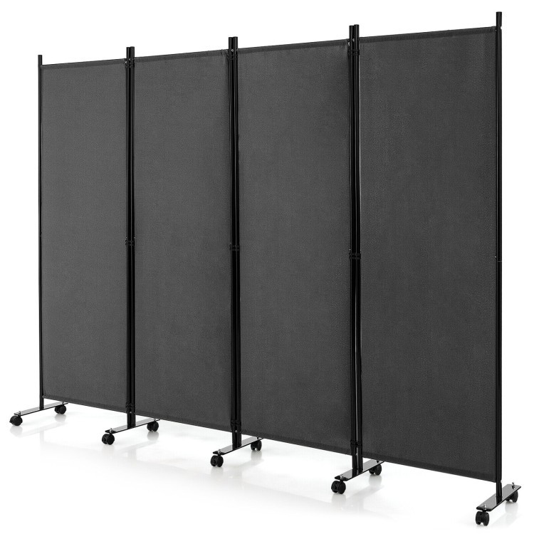 4-Panel Folding Room Divider with Lockable Wheels - Portable Privacy Screen