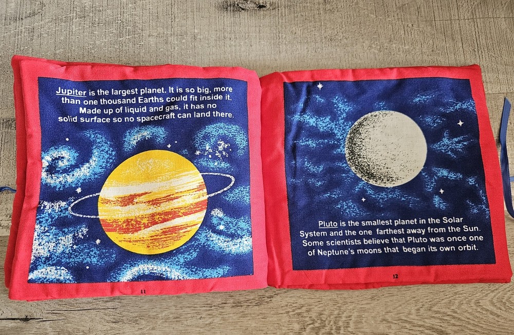 Exploring The Solar System Outer Space Fabric Panel Quilted Book Educational G20