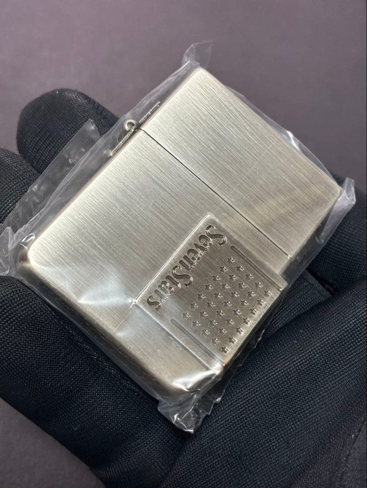 Zippo Seven Stars Metal Silver Etching One Sided Processing Lighter Regular