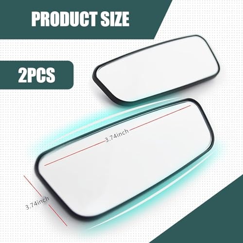 2 PCS Car Rearview Mirror Blind Spot Mirror, 3.7 x 1.4" Curved Rectangular