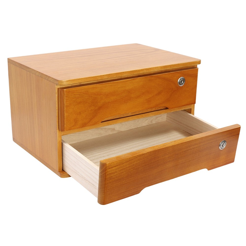 2-Tier Office Lockable Desktop Box Storage Drawer Files Organizer Multi-purpose