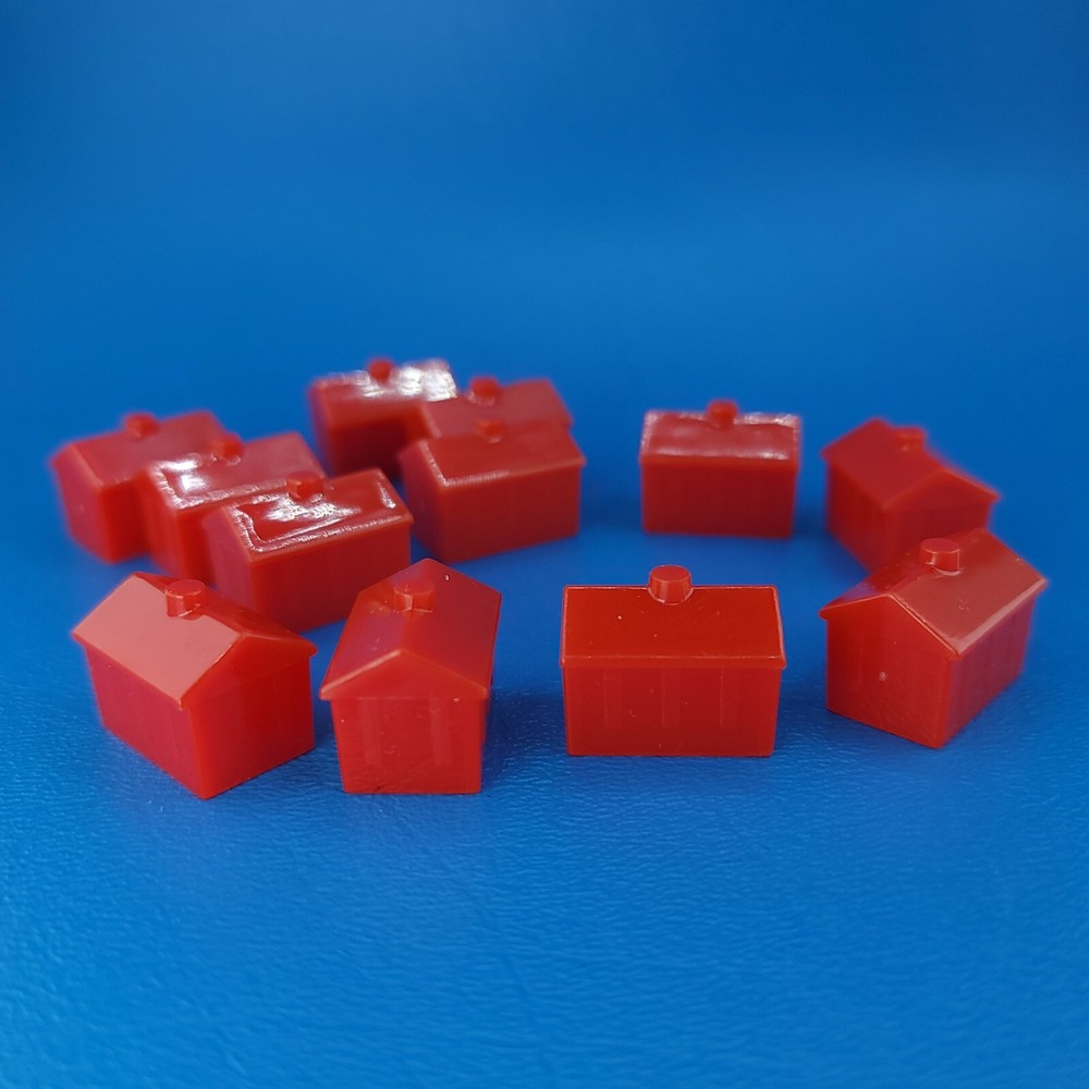 Monopoly 12 Red Hotels Replacement Game Piece Plastic Complete Set