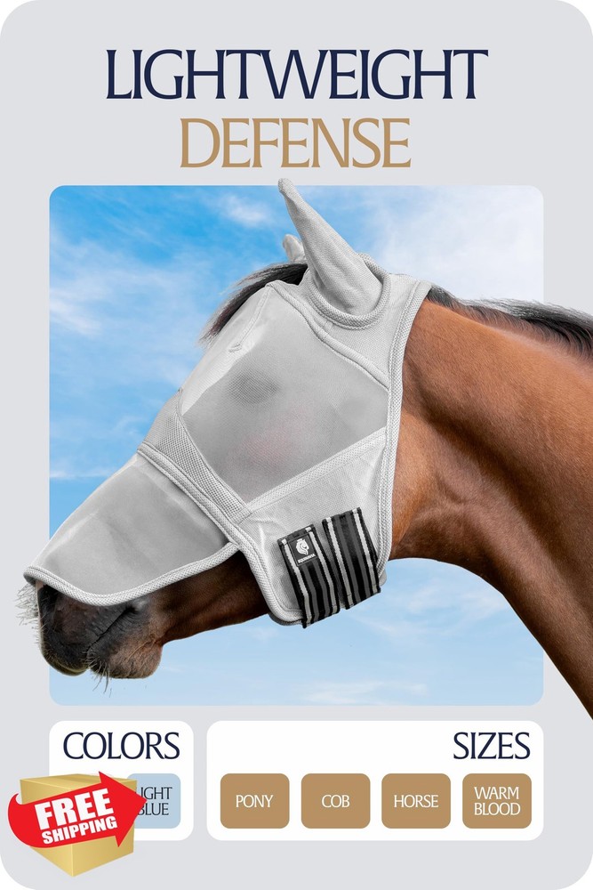 Equinavia Algard Fly Mask - Long Nose, Silver, Warmblood Size