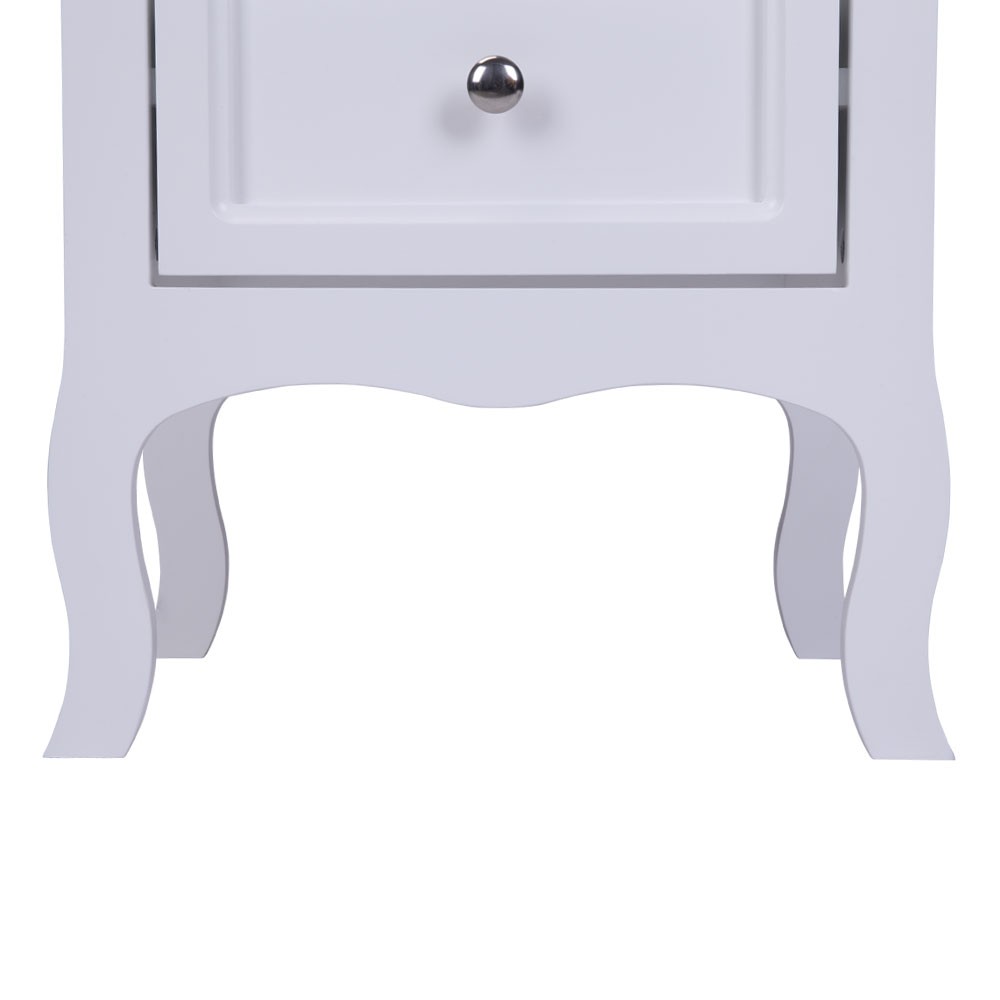 Country Style Two-Tier Night Table Large Size White