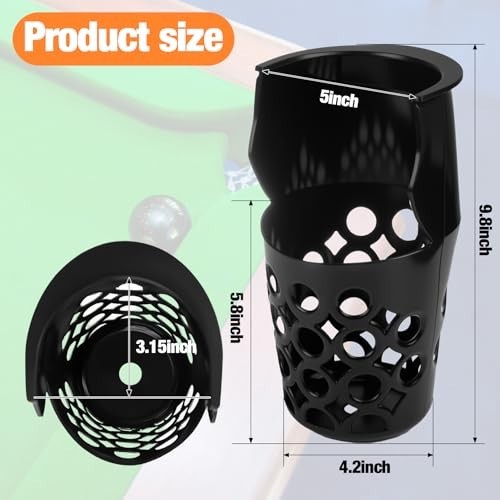 6 Pack Pool Table Pockets - Thick Plastic, Large Capacity Replacement Set