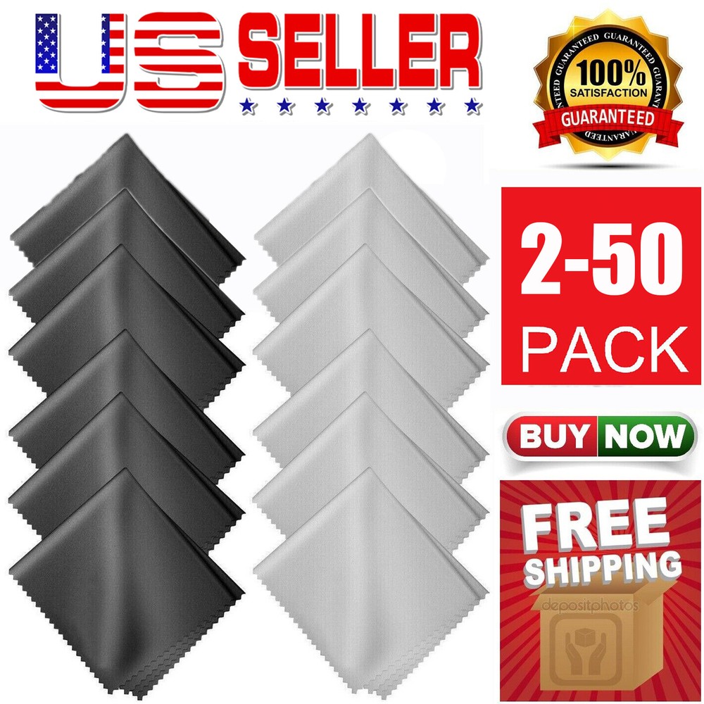 2-50 Pack Microfiber Phone Screen Camera Glasses Cleaning Cloth Square Cleaner