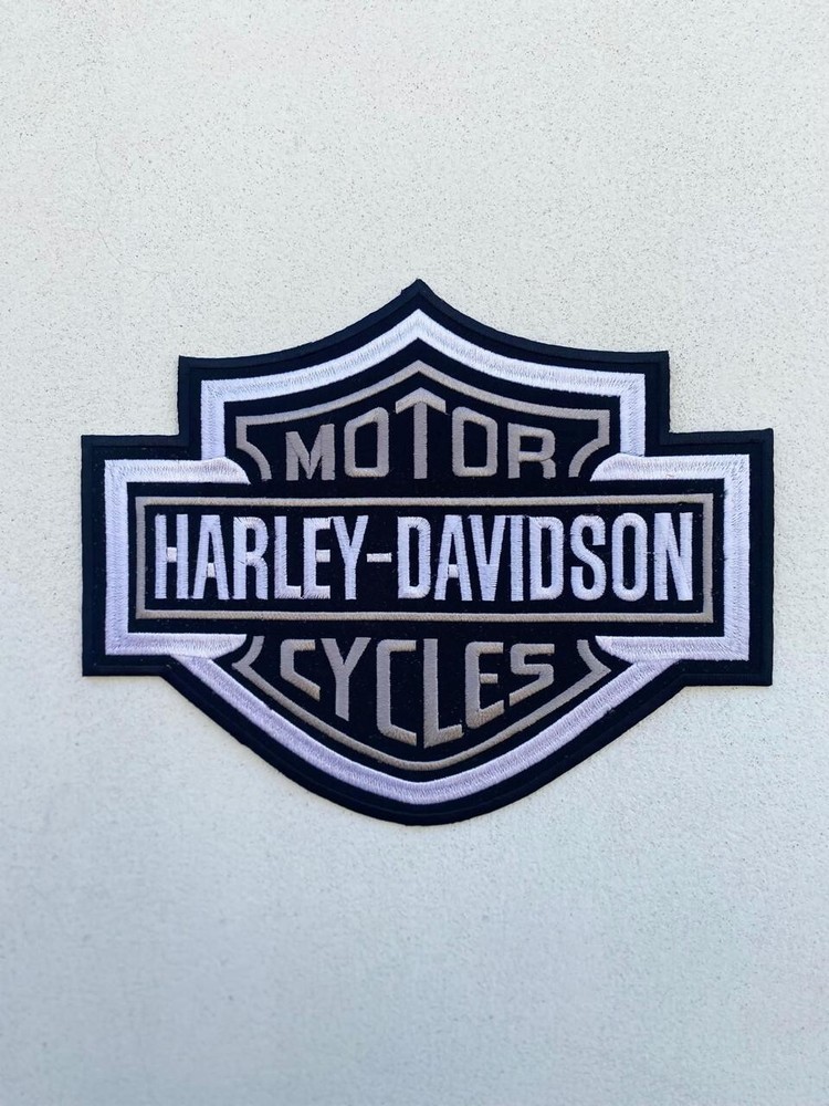 Harley Davidson Large Grey Bar & Shield Emblem 9.25" Patch Free Ship