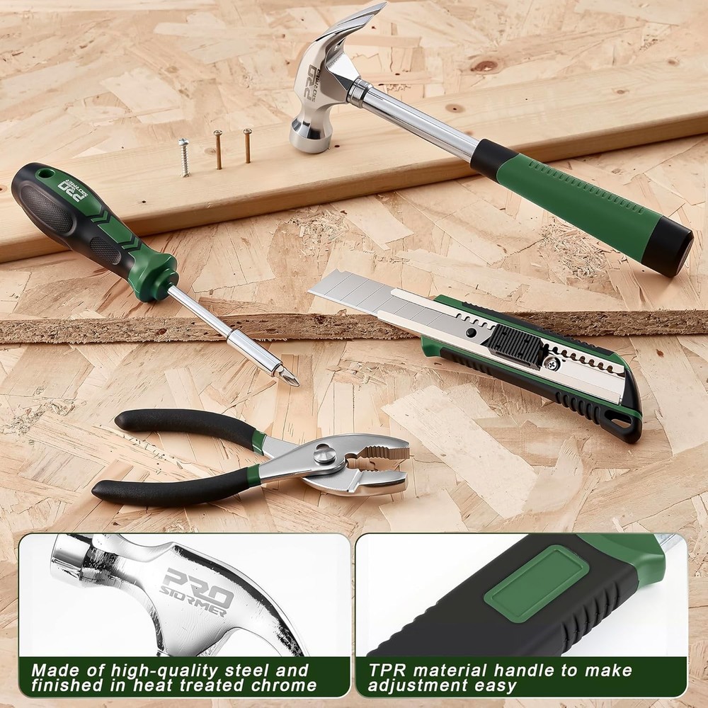 Tool Kit 93 Piece Basic Household Repair Set Green