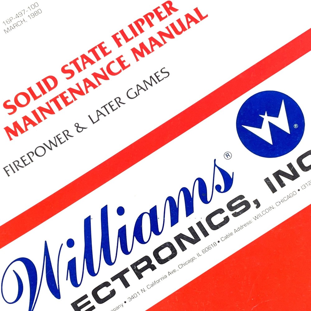 Williams Pinball Solid State Flipper Maintenance Manual Firepower ORIGINAL