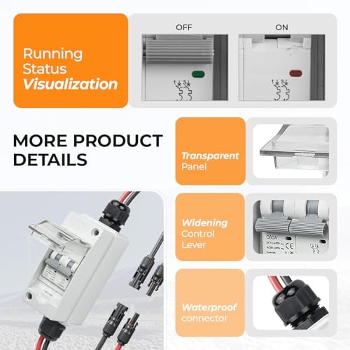 Solar Panel Disconnect Switch 400V DC/AC Acrylonitrile Butadiene Styrene 60A