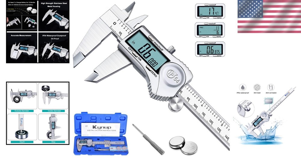 Versatile 150mm Digital Caliper - Splash Proof & Batteries Included for Easy Use