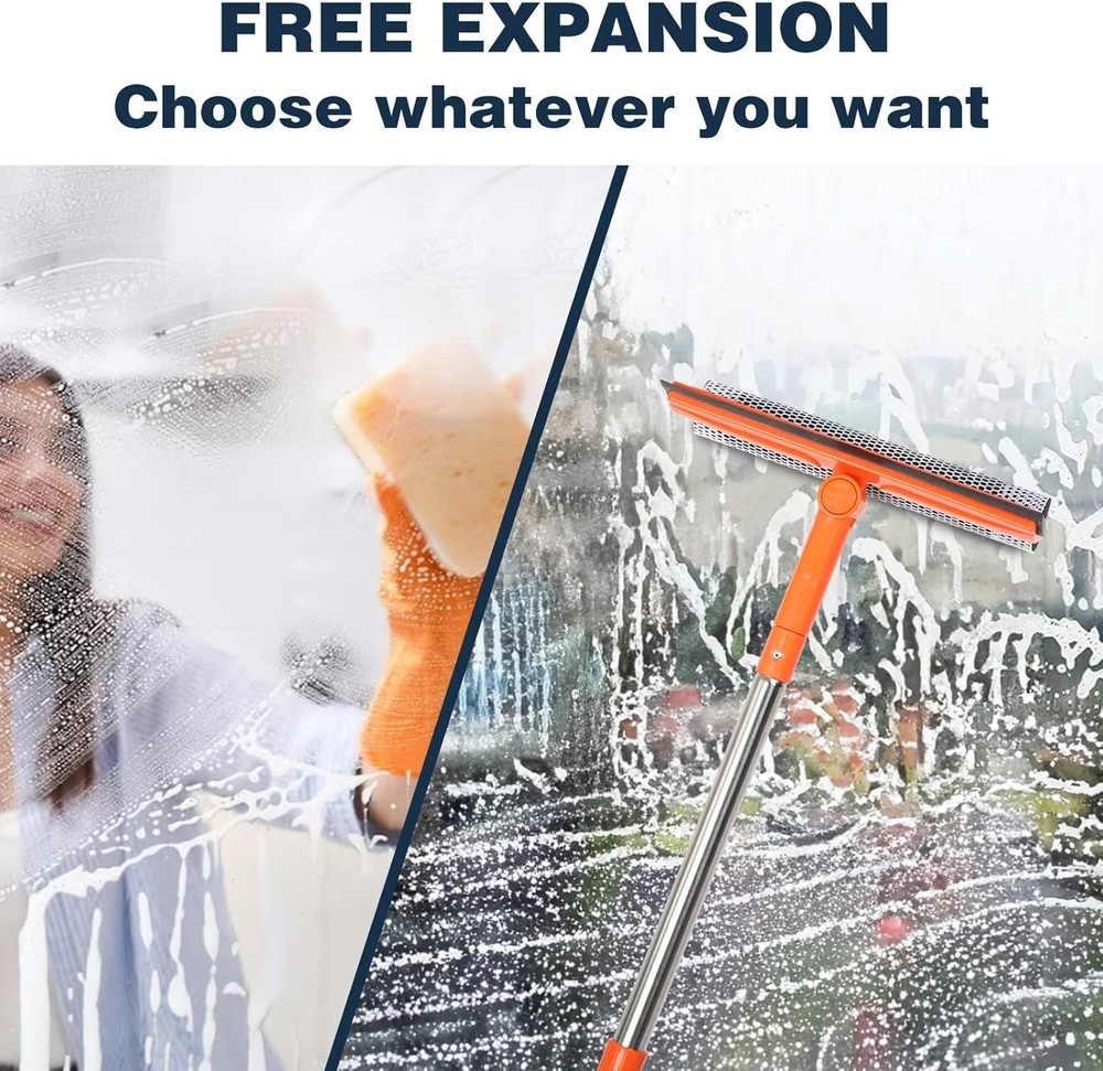 Versatile 10-Inch Window Squeegee with Long Handle for Superior Cleaning