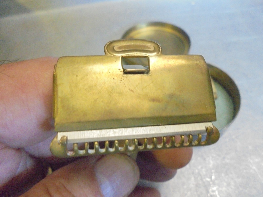 Vintage Ever-Ready Razor in brass circular case