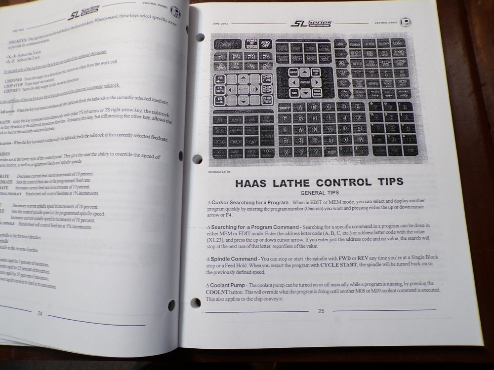 Haas SL-Lathe Training Manual 2001