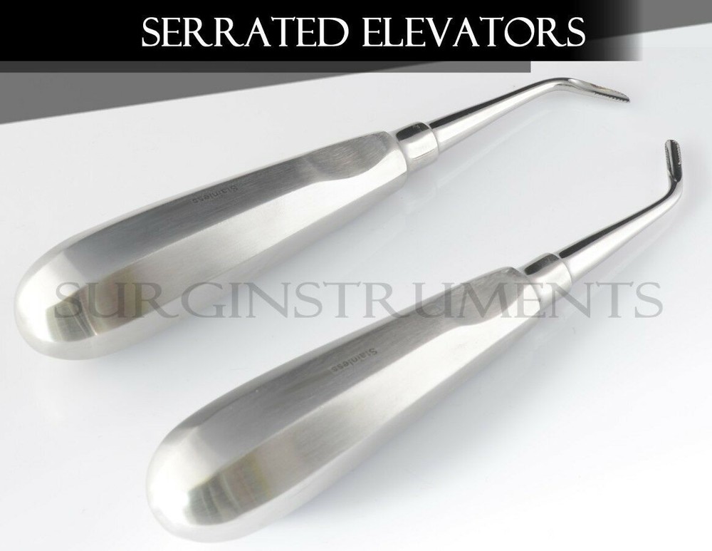 2 Pcs Right Left Dental Extracting Extraction Root Barbed Edge Serrated Elevator