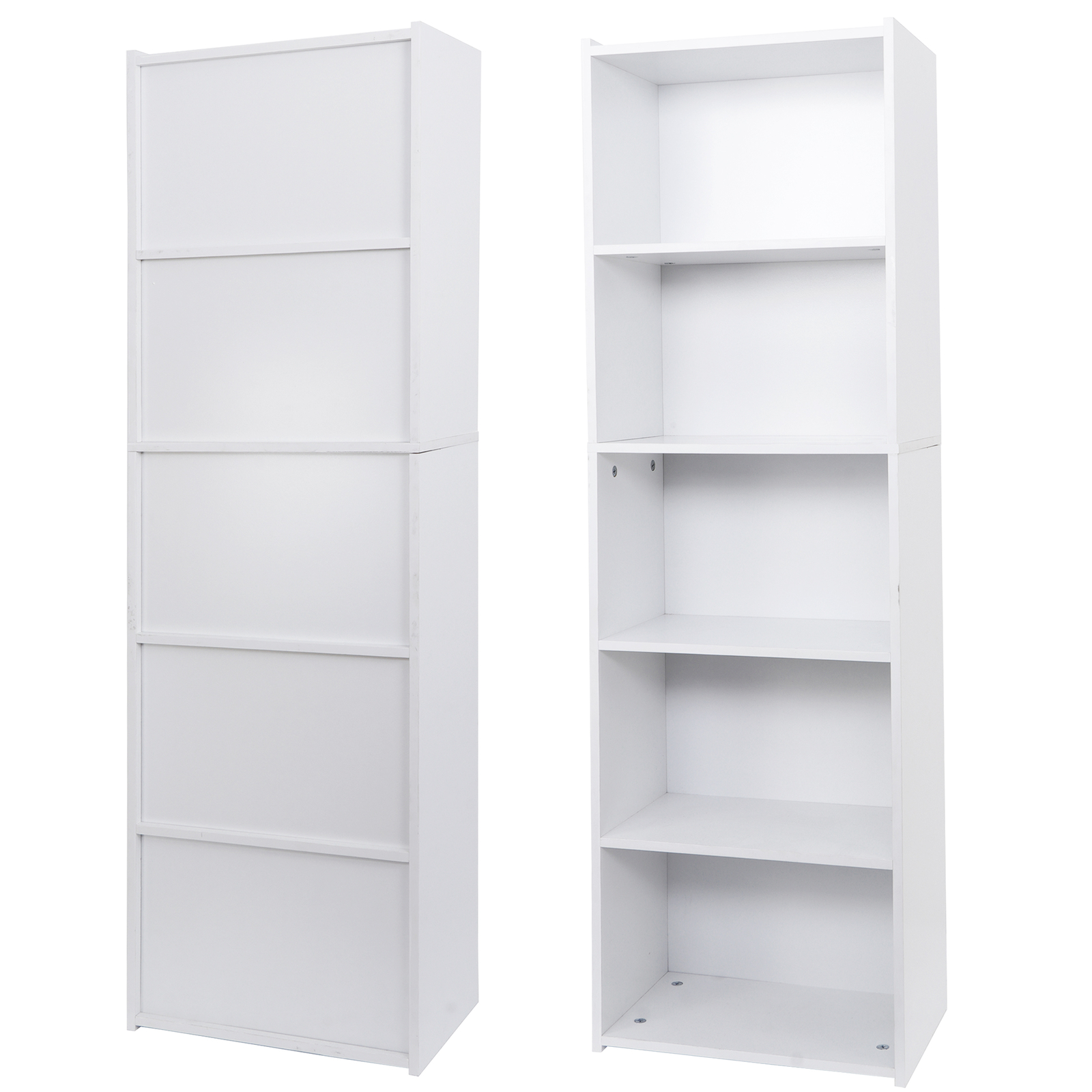 5 Shelves White Display Storage Cabinet Bookshelf for Home and Office