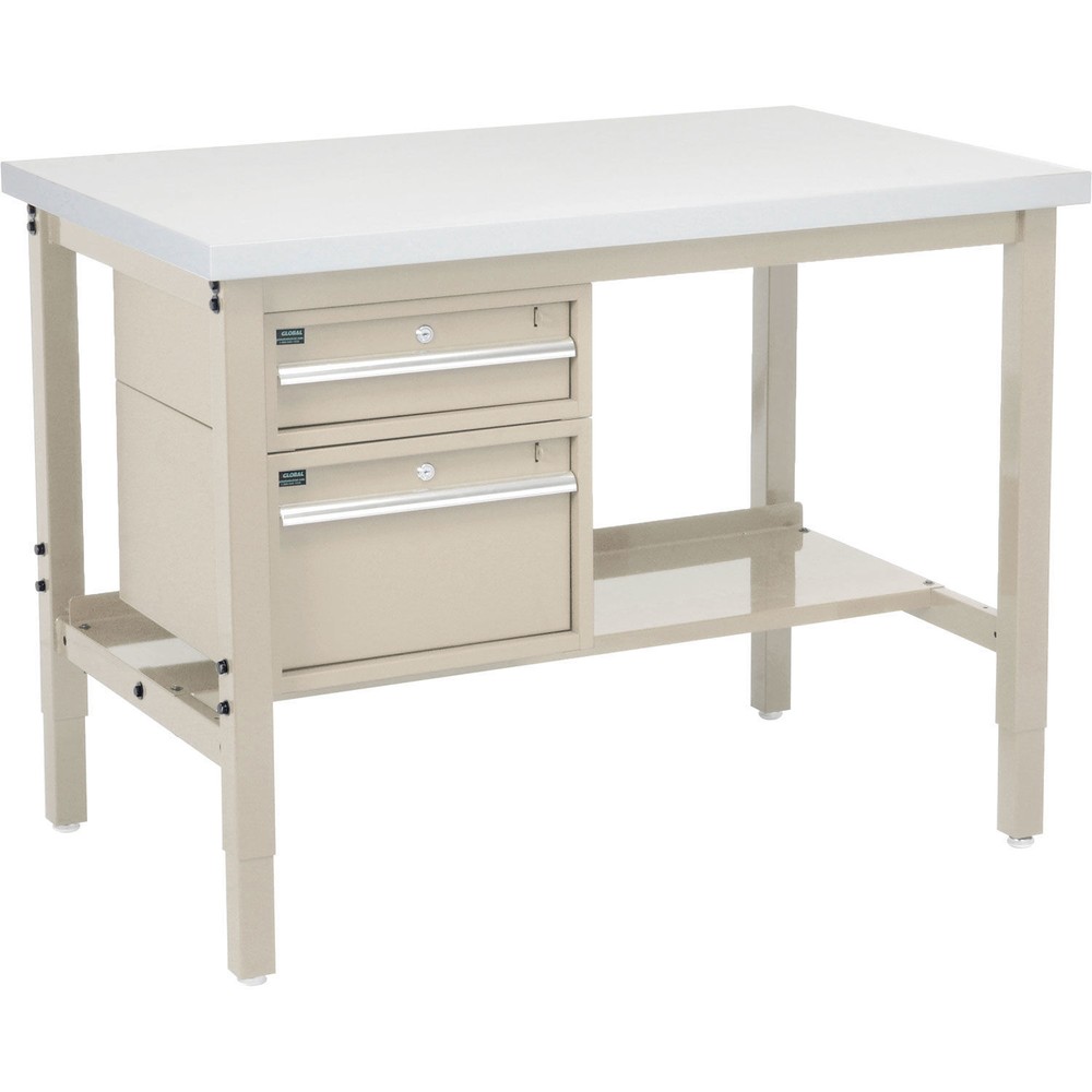 48"W x 30"D Workbench 1-5/8" Thick Plastic Laminate Square Edge with Drawers