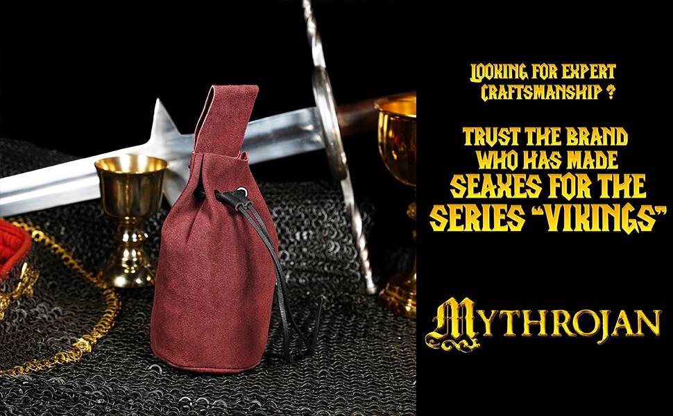 Medieval Suede Jewelry Pouch Cosplay Renaissance Coin Leather Belt Bag Wine Red