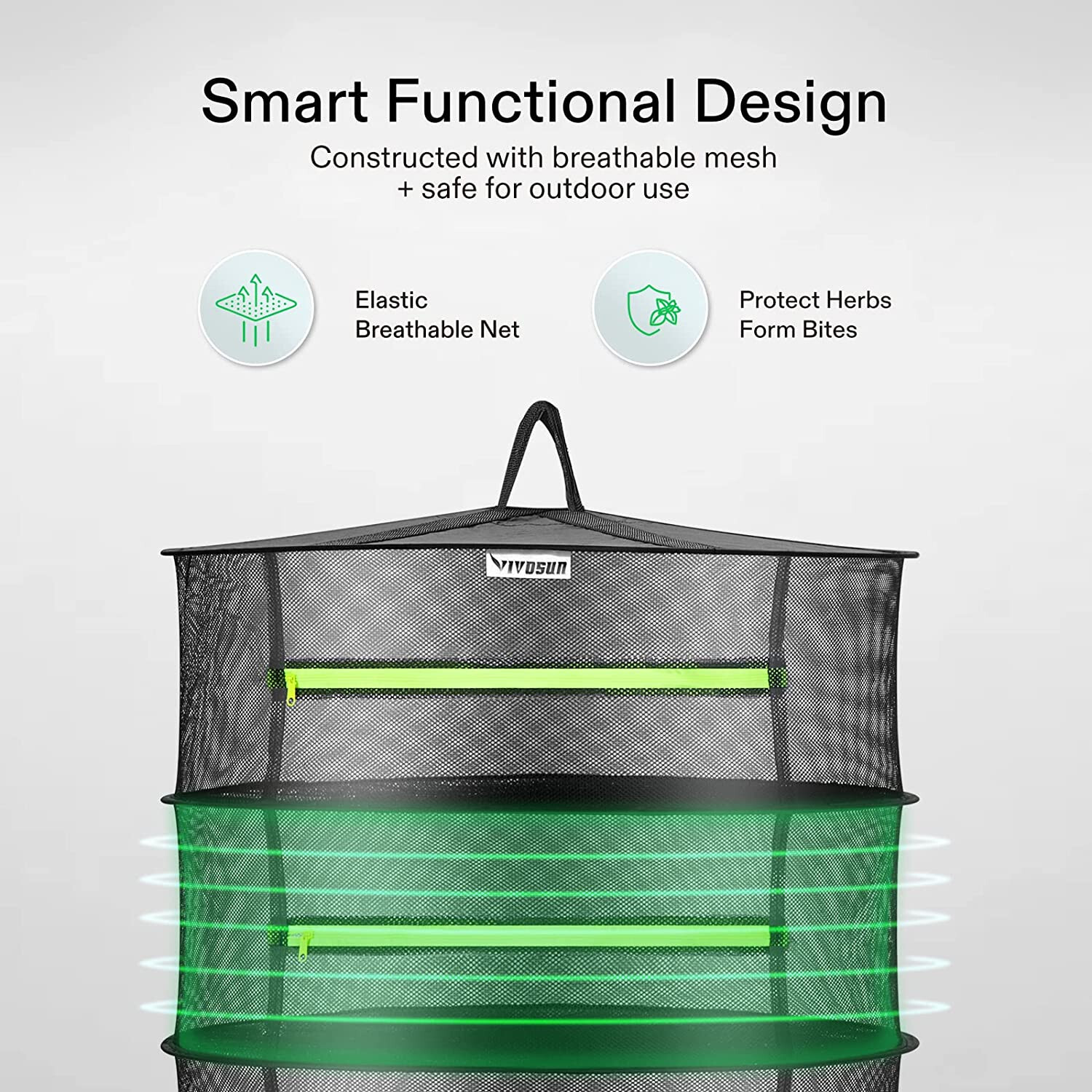 Vivosun 2ft 4-Layer Hanging Herb Drying Rack Mesh Net