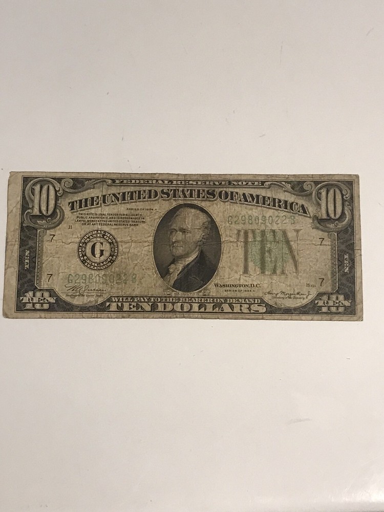 1934 a 10 dollar bill error