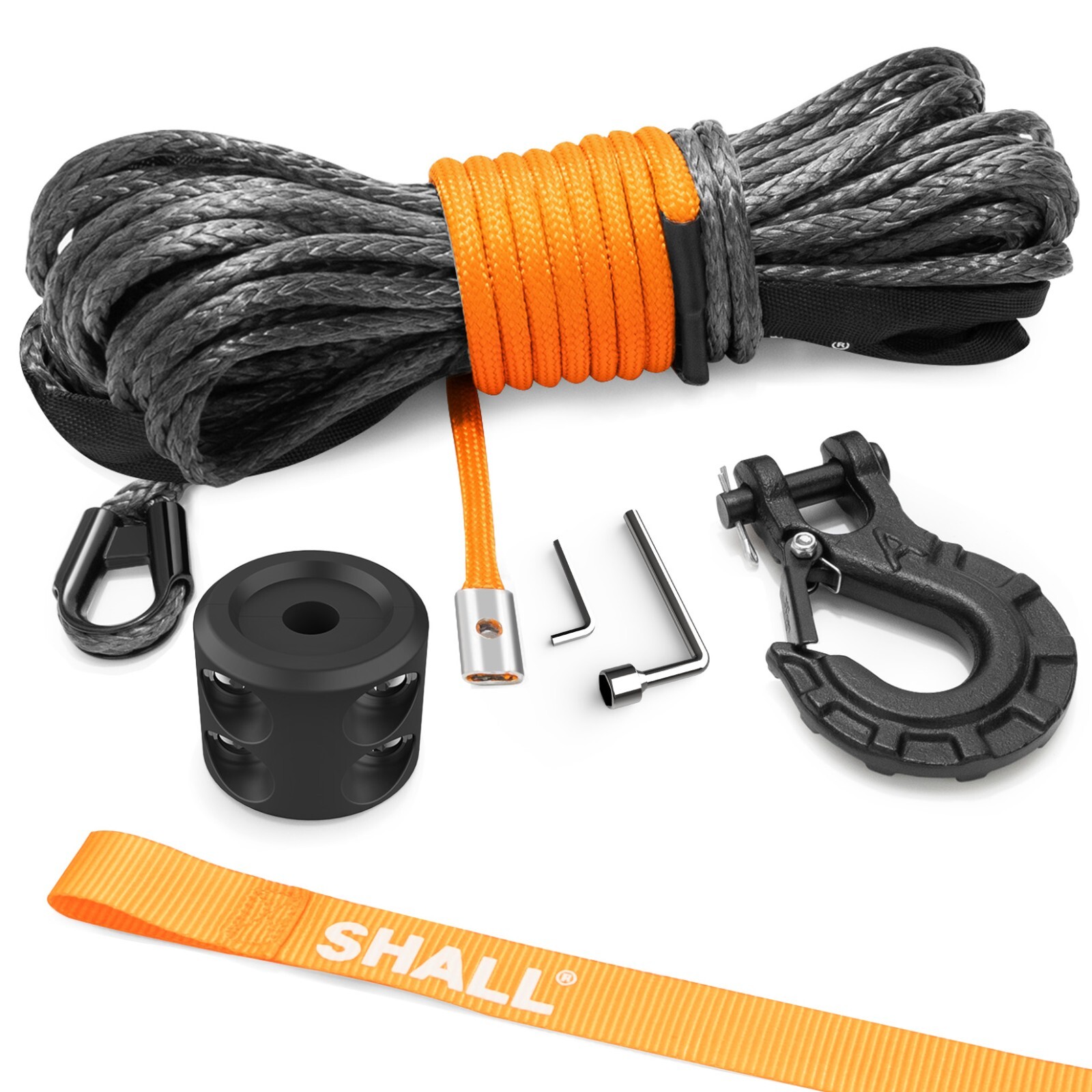 SHALL 1/4"x50 ft Synthetic Winch Rope 10,000LBS Winch Line for ATV UTV Offroad