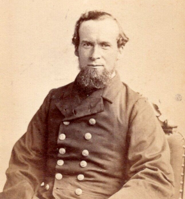 BOSTON Civil War Union Military Man Goatee Rev Stamp over ID CDV by WHIPPLE