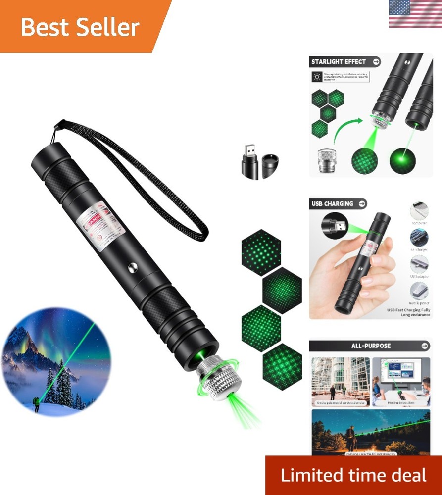 Long Range Green Laser Pointer – USB Rechargeable, Perfect for Hiking & Camping