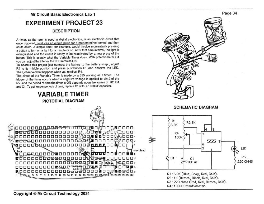 MC1-23 ** Mr Circuit Science ** Experiment Kit -VARIABLE TIMER CIRCUIT