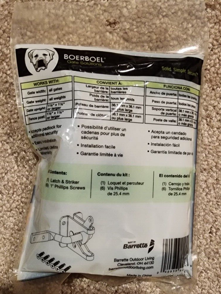 BOERBOL GATE SOLUHTIONS ,GRAVITY LATCH