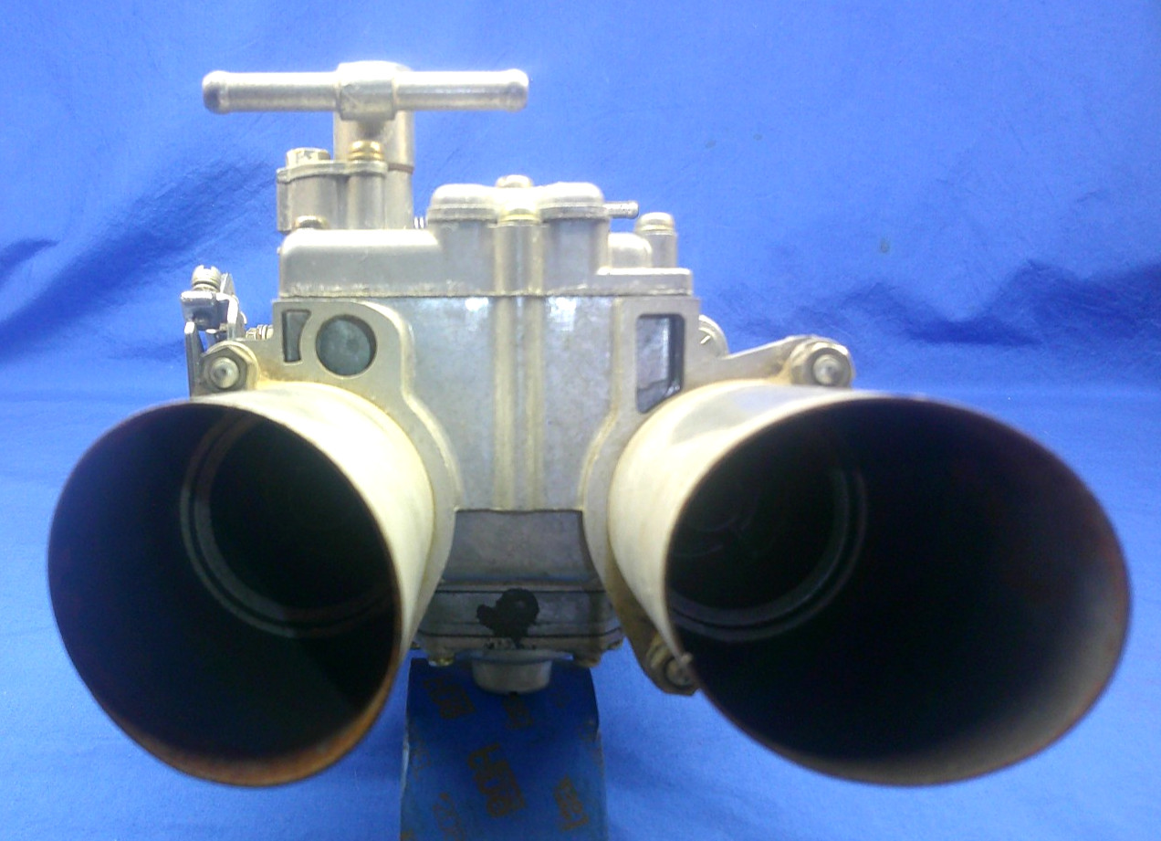 B&M Super Charger Low Profile Dual Carb Intake Hat w/ Mikuni 40PHH Carburetors