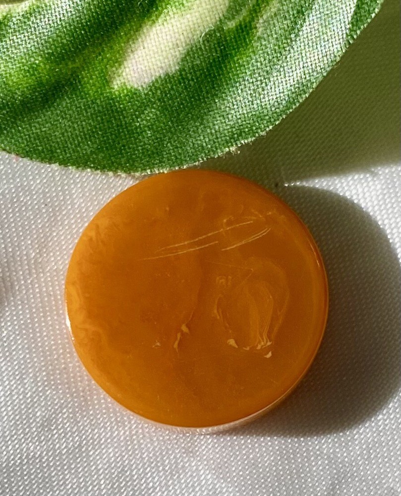 ONE Tiny 3/4” Miniature DEEP Butterscotch Marble Bakelite Backgammon Piece🔥