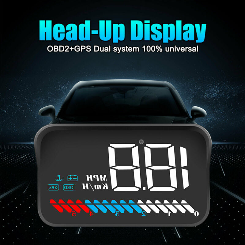 Car Digital Speedometer HUD Head Up Display OBD2 GPS Dual System Warning USB5V